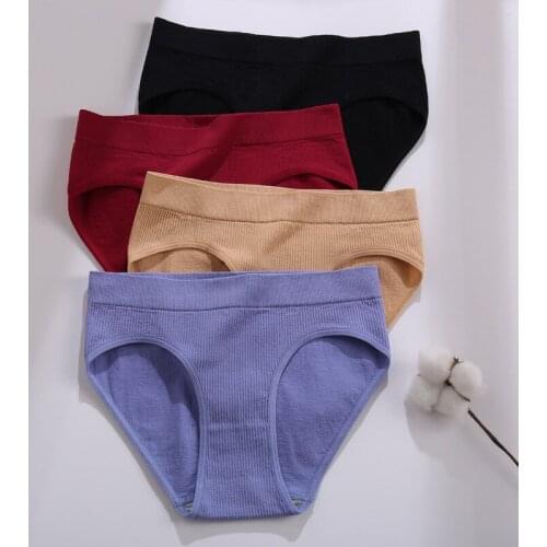 FINETOO Womens Panties Cotton sports Underwear Sexy Briefs teen Girl Low-Rise Soft Panty Women Underpants Female Lingerie New