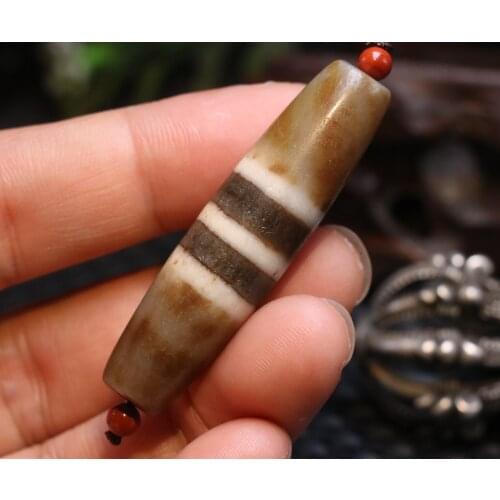 UPD0314A8 Power Energy Tibetan Old Agate Line Type Healer Medicine dZi Bead Pendant 54MM A LKbrother Top Quality