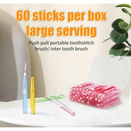 Y-kelin 60 Pcs/box Toothpick Dental Interdental Brush 0.6-1.5mm Cleaning Between Teeth Oral Care Orthodontic Push-pull Brush