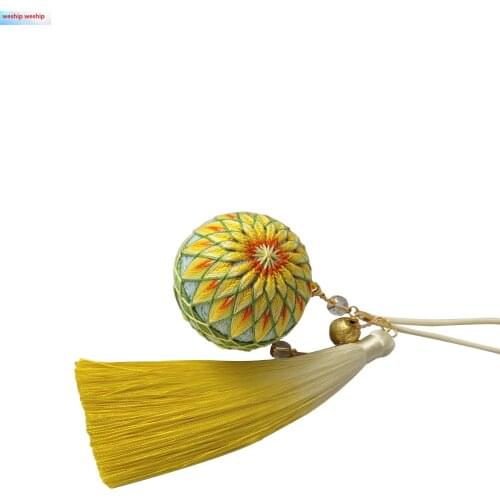 Yellow sunTemari hand ball/Temari ball Material package(make by yourself) DIY Key buckle Pendant gift