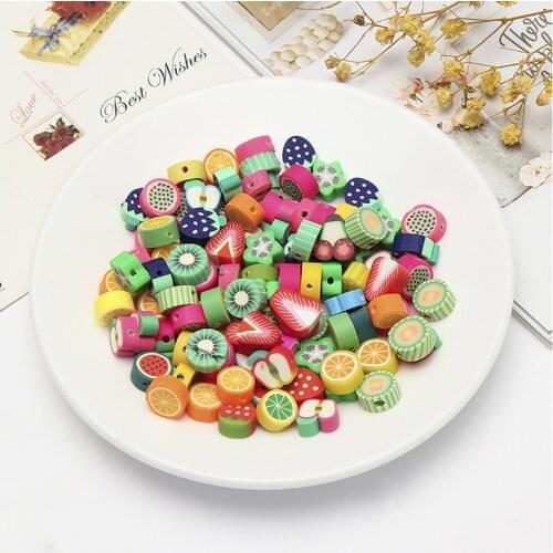 10pcs/Lot 10mm Mixed Colors Fruit/Animal Shape Clay Spacer Beads Polymer Clay Beads For Jewelry Making DIY Handmade Accessories