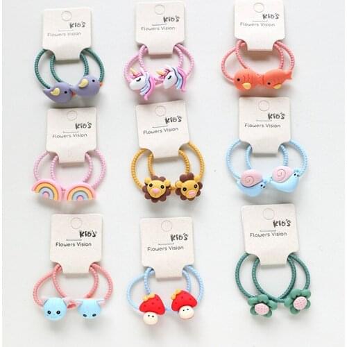 2PCS New Cute Flower Mushroom Princess Headwear Kids Elastic Hair Bands Cartoon Children Ropes Girls Accessories Baby Headdress