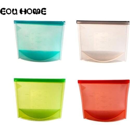 4 Pcs/Lot Reusable Silicone Vacuum Seal Food Fresh Bags Fruit Meat Milk Containers Refrigerator Bag Ziplock Kitchen Storage Tool