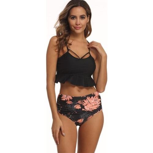 Bikini 2021 Flower Print Swimsuit Women Swimwear 2 Piece Push Up Bikini Set Hollow Backless Biquini Summer Beach Bathing Suit