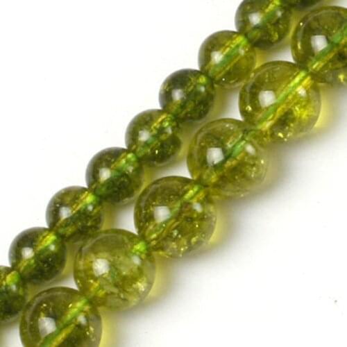 Gem-inside 6-8mm Round Green Peridot Beads For Jewelry Making Earrings Necklace Bracelets For Women Gift 15'' DIY Beads