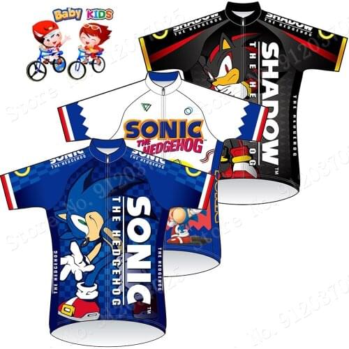 Kids Cartoon Anime Sonic 2021 Cycling Jersey Short Sleeve Boys Girls Summer Children Clothing Road Bike Shirts Bicycle Tops MTB