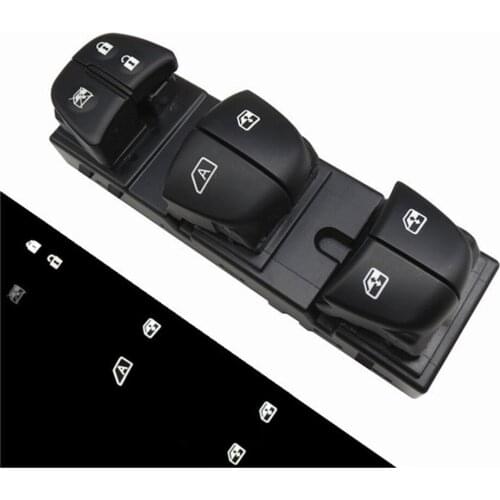 For Nissan Qashqai Altima Sylphy Tiida X-Trail 2011-2016 25401-3SH0A-B Window Litfer Switch Drivers Side With White Light