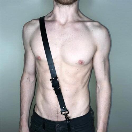 Fetish Men Sexual Chest Harness Belts Rave Gay Clothing Body Bondage Harness Suspenders Strap Erotic Leather Tops for BDSM Sex