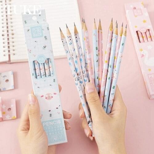 10pcs Cute Cartoon HB Standard Wooden Pencil Student Stationery Writing Drawing Pencils School Office Supply