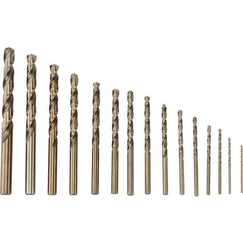 15Pcs Cobalt Drill Bits for Metal Wood Working M35 HSS Co Steel Straight Shank 1.5-10mm Twist Drill Bit Power Tools