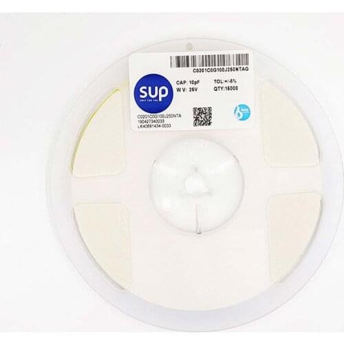 100PCS C0201C0G100J250NTAG Chip capacitor 0201 NPO 10pF 25V ±5% Thickness 0.3mm