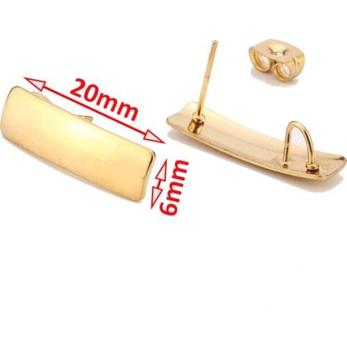 10pcs Earrings Making Accessories Gold Rectangle Base Connectors Linker 20x6mm For DIY Fashion Hypoallerginic