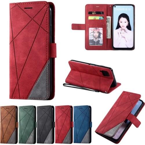 2021 Leather Flip Case For Huawei P40 Lite E 5G P20 P30 P30 P Smart 2019 2020 Nova 7 7SE 4E 5i Pro Matte stripe Phone Cover Case