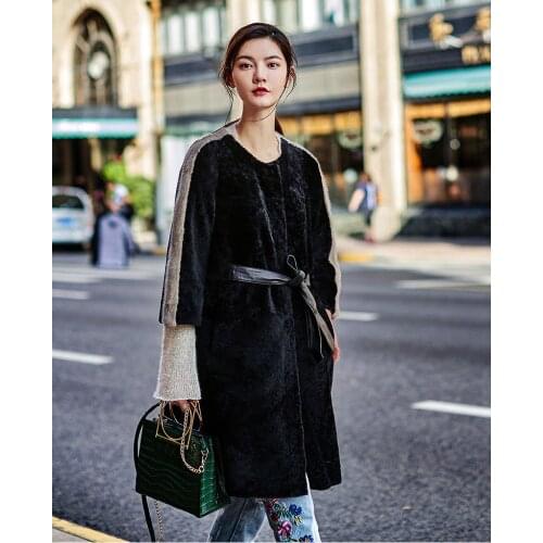 Genuine Sheepskin Jackets 2020 Luxury Winter Jacket Women Sheep Real Coat Female Natural Mink Fur Trim K71169