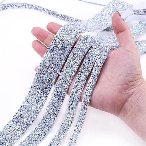 5 Yard Rhinestones Tape Resin Crystal Rhinestone Ribbon Wrap Roll Sewing Trim for Wedding DIY Shoes Banding 10/15/20/30mm Width