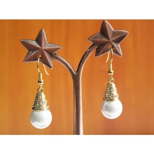 Hot sell new - ladys high quality 12mm white pearl bead hook earring Natural Freshwater pearl 925 jewelry