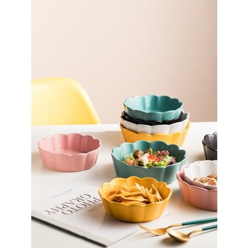 Matte Ceramic Fruit Salad Bowl Porcelain Snack Candy Nut Dessert Soup Noodle Cheese Baked Rice Bowl Microwave Oven Use Tableware