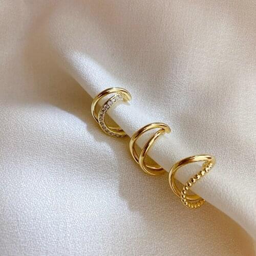 Clips Ear Fashion Jewelry Womens Gold Earring Clip Without Piercing Double Layers Metal Korean Clip Jewellery