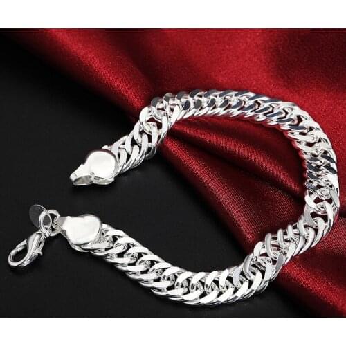 10mm Bracelets Gifts Authentic 925 Sterling Silver Women Chain Bracelet Fashion Mens Jewelry Handsome Men Bracelet