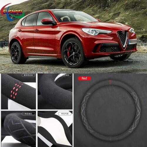 Non-Slip Car Suede Steering Wheel Cover For Alfa-Romeo Series Giulia Stelvio Giulietta 147 156 159 Car Interior Accessories