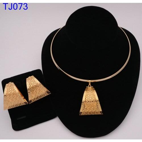 New Dubai Gold Jewelry Sets for Women Indian Jewelry African Wedding Bridal Gift Necklace Earrings set Wholesale