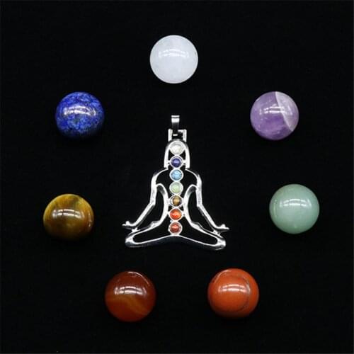 Wholesale 3boxes/lot Seven Chakra Natural Energy Stone 20MM Ball Boxed Yoga Healing Stone Guide to Meditation