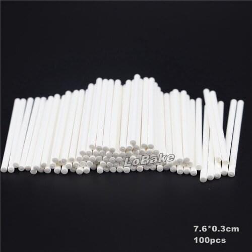 100pcs white 7.6 cm long 0.3cm dia. paper pop lollipop stick popsicle lolly candy ice cream sticks for DIY baking supplies