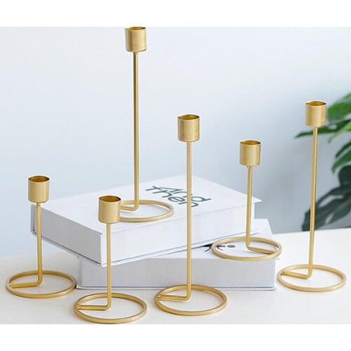 Nordic style Candle Holder Gold Single Head Iron 3D Geometric Candlestick Romantic Table Decor Creative Home Wedding Decoration