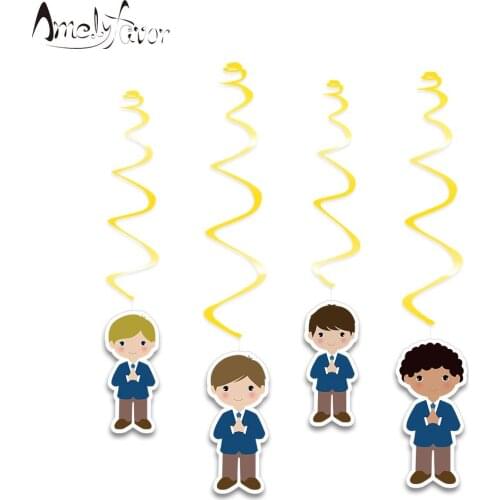 My Frist Communion Theme Ceiling Hanging Swirl Decoration Series 2 Boys Cutout Party Decorations Supplies Event Party Supplies