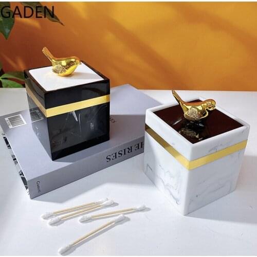 Nordic Toothpick Box Light Luxury Creative Double Grid Dual-use One Box Household Cotton Swab Storage Box Bathroom Accessories