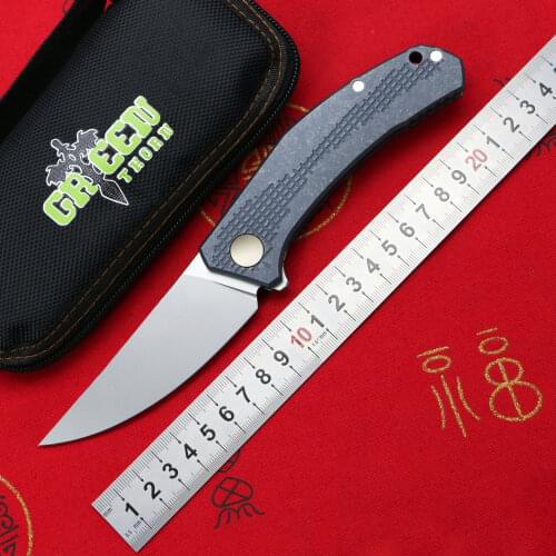 Green Thorn JEANS Flipper Folding Knife D2 Blade TC4 Titanium Handle Camping Outdoor Hunting Survive Pocket Kitchen EDC Tools
