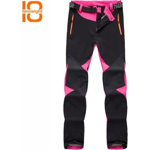 TENNEIGHT NEW Women Winter Inner Fleece Softshell Hiking Pants Windproof Outdoor Sports Camping Ski Climbing Cycling Trousers