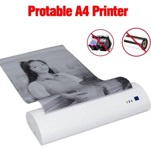 A4 Document Thermal Printer Mobile Mini Bluetooth A4 Photo Inkless Printer Built-in Battery For iSO Android PC Support PDF File
