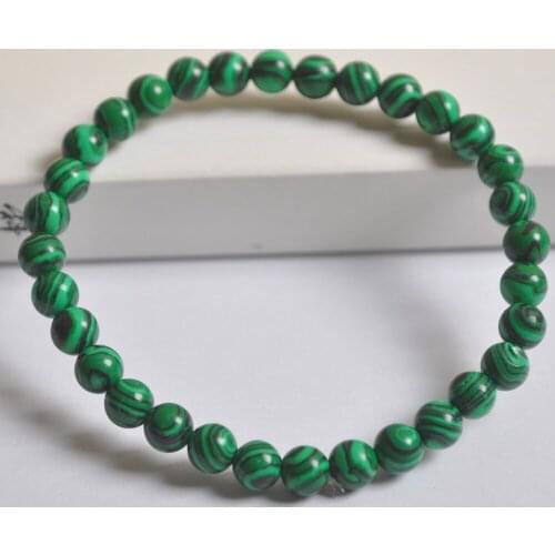 6MM Green Malachite Beads Bracelet Bangle Stretch 7.5 Inch Jewelry G641