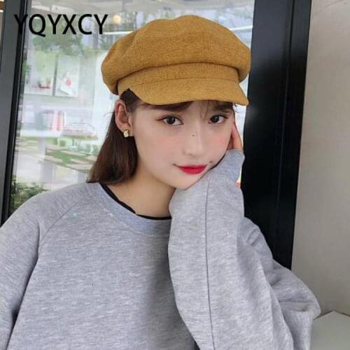 Women Hat Newsboy Cap Autumn Winter Octagonal Hat Beret Women Men Vintage Painter Cap Ladies Hats Black New Gorro Chapeu