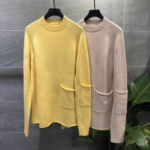 Ladies 2021 fashion new long sleeve sexy casual solid color pocket sweater 0921