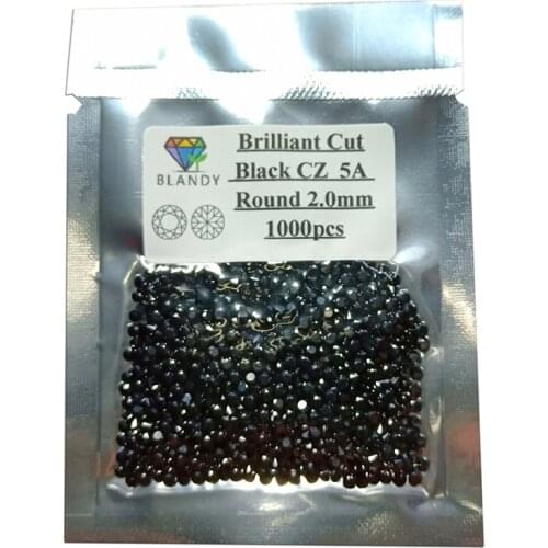 1000pcs AAAAA Loose Gemstone CZ Crystal Wholesale Price 1mm 1.5mm2mm 3mm Round Cut Black Color Zirconia Stone