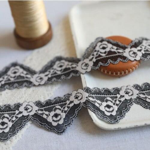 2 Meters/lot Width 2.5cm Black White Lace Trim Pleated Ruffle Fabric Hard Ribbon DIY Skirt Headwear Sewing Patchwork Decoration