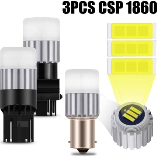 2Pcs 1156 led Car Signal Light 3xCSP 1860 P21W T25 T20 W21W 1157 7440 7443 3156 3157 Ba15s Bay15d Brake Park Turn Lamp 12V 24V