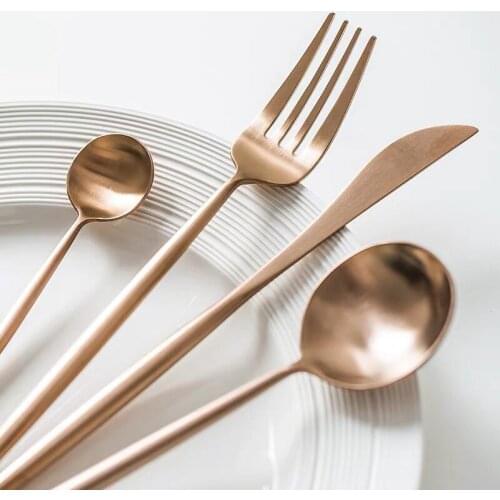 304 Stainless Steel Cutlery Tableware Set Dinner Forks Knives Scoop Set Silverware Set Rose Gold Dinnerware Western Kitchen