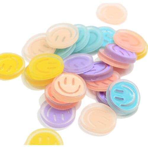 50/100 pcs 17MM 24MM Assorted Color Resin Smiling Face Cabochon Circle Smile Face Cabochon Round Smiley Face Inspired Craft