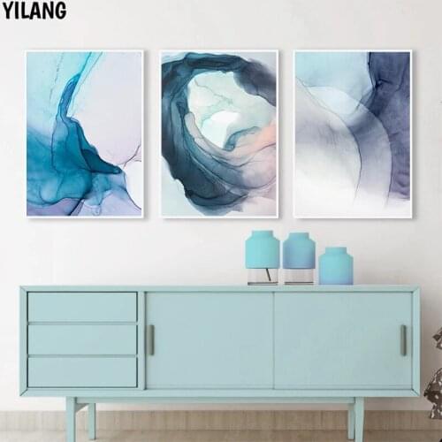 Watercolor Blue Ink Bloom Modern Abstract Canvas Painting Nordic Posters And Prints Wall Art Pictures For Living Room Home Decor