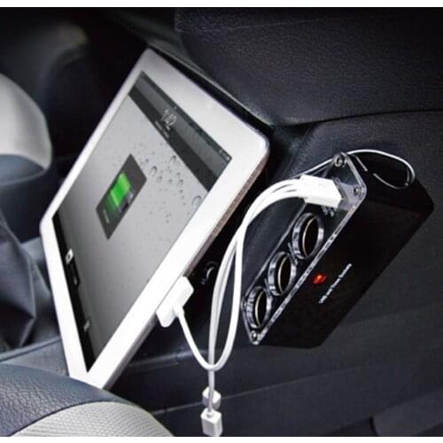 12v/24v Car The Cigarette Lighter multi Socket With Usb Charger Adapter Car Accessory Phone Tablet charging bracket Socket Outlet