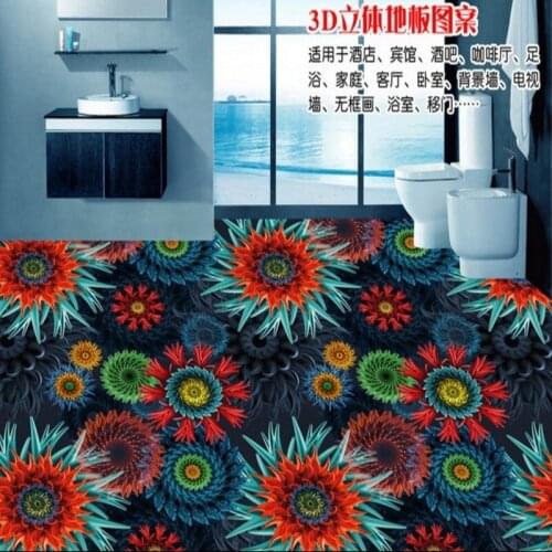 Beibehang Large custom flooring stickers KTV bedroom bathroom beautiful flowers 3D waterproof thickened waterproof floor