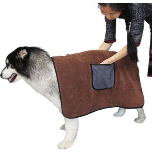 Quick Dry Pet Bathrobe Dog Bath Towel for Small Medium Large Dogs Thickness Drying Blanket with Pocket Water Absorbent