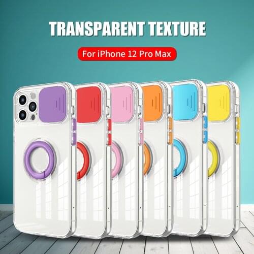 Camera Protection Ring Holder Phone Case For iPhone 12 Pro Max MiNi 11 Pro X XS XR SE 2020 Shockproof Bumper Clear Back Cover