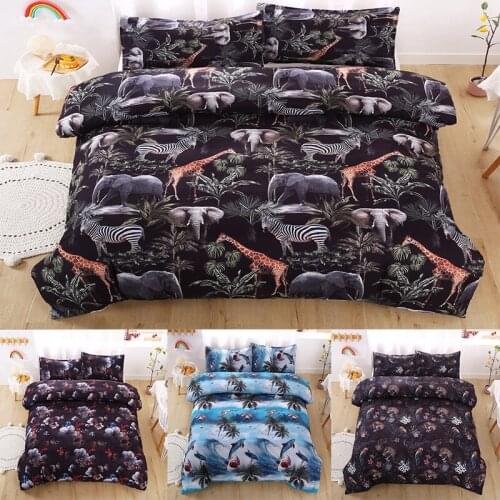 Wild Nature Anlmal Quilt Cover+Pillowcase 2/3pcs 3D Bedding Set Duvet Cover set 220x240