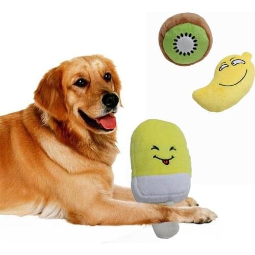 Cartoon Dog Toys Stuffed Squeaking Pet Toy Cute Plush Fruit Puzzle Toy For Dogs Cat Chew Squeaker Squeaky Toy For All Pet Y