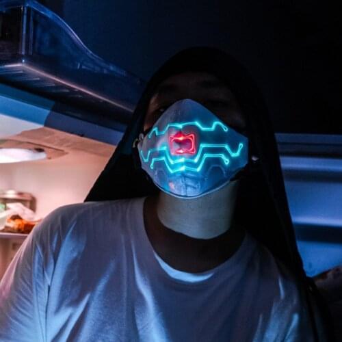 NEW Voice Activated Novelty Lighting LED Light Up Mask Display Sound Voice Control Face Mask USB Charging for Men Women Disco
