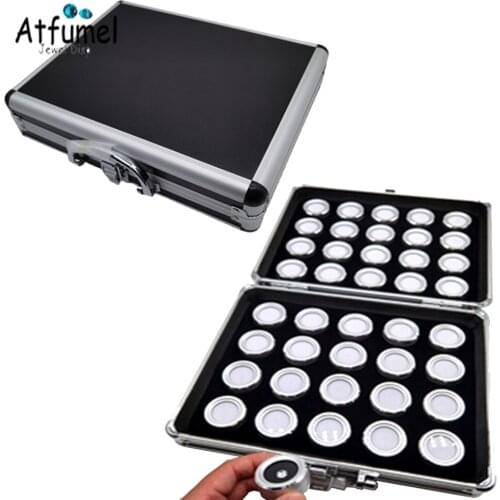 Metal Diamond Travel Carry Case With Round Metal Diamond Jewelry Storage Box Gemstone Show Organizer Stone Jewelry Display Box